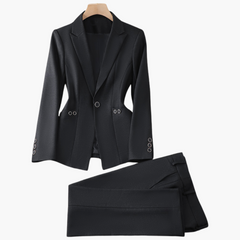 Elegantes Damen Blazer-Ensemble mit Hose - Klassisches Design in Schwarz