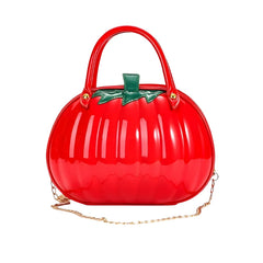 Melanie – Kürbisförmige Handtasche mit verstellbarem Riemen in Rot