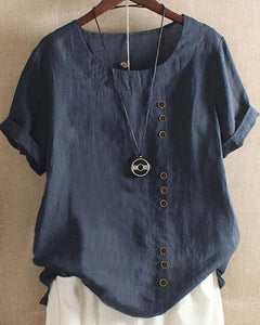 Ramona - Damen Kurzarm-Bluse in Dunkelblau