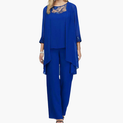 Dreiteiliges formelles Set für Frauen - elegante Kombination in Blau