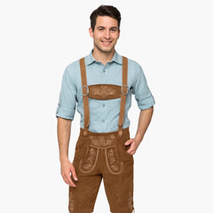 Helle Kniebund Lederhose für Herren - Oktoberfest 2025 in Braun