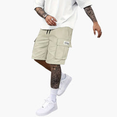 Herren Sommer Cargo Shorts mit Taschen und Kordelzugbund in Khaki