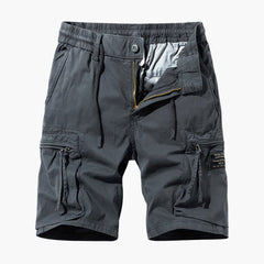 Herren Sommer Cargoshorts mit Reißverschlusstaschen und Kordelzug in Grau