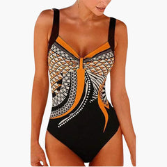 Eleganter Einteiler - Damen Badeanzug mit Stil für den Sommer in Orange