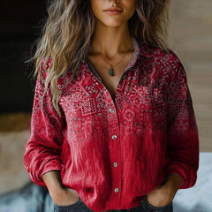 Maya | Fließende Boho Hemdbluse in Rot