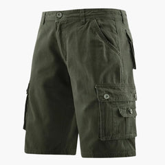Herren Sommer Cargo-Shorts mit elastischem Bund und Taschen in Armeegrün