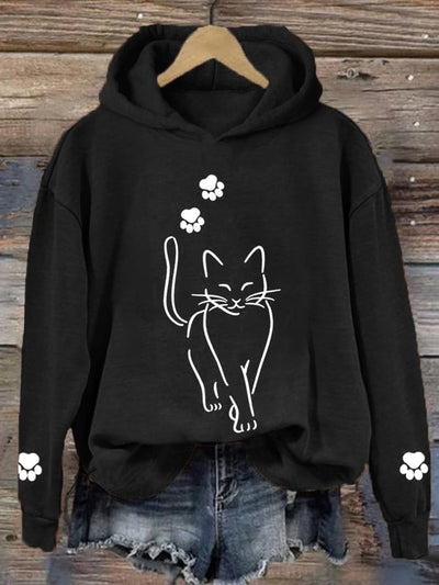 Kapuzenpulli mit Katzenmotiv für Frauen