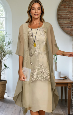 Lisa - Elegantes zweiteiliges Chiffonkleid in Gelb