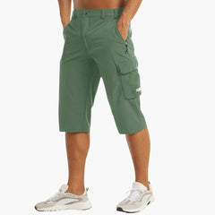 Herren Bermuda Cargo Shorts mit Taschen für Sommer Outdoor in Grün