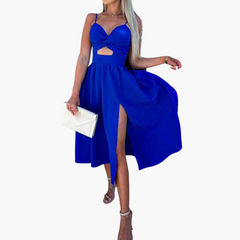 Elegantes Midikleid für Damen – Sommerkleid mit Trägern in Blau