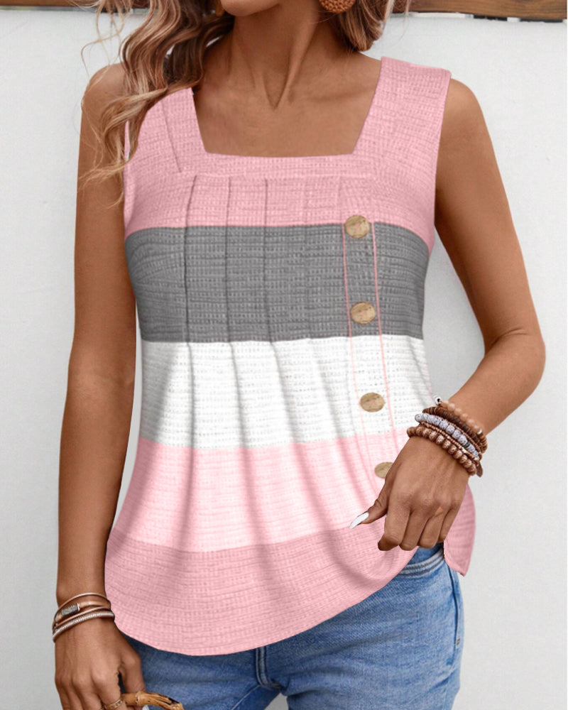 ROMA - Gestreiftes Tanktop mit Knöpfen