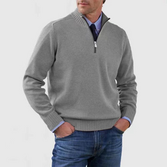 Pullover Herren Half Zip Modern | Warm Komfort Freizeit in Grau