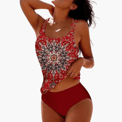 Badeanzug Einteiler Damen mit Mandala Muster für den Sommer in Rot