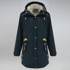 Winterjacke Damen Mit Kapuze | Parka Mit Reißverschluss und Kordelzug in Blau