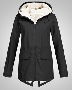 Melanie | Damen Gefütterte Reißverschluss Regenjacke in Schwarz