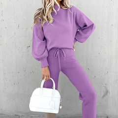 Damen Zweiteiler Set | Freizeitanzug mit Pullover und Hose in Lila