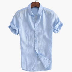Lässiges weißes Hemd für Herren – Kurzarm & stilvoll in Blau