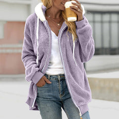 WarmUp Kuschelige Kapuzenjacke mit weitem Schnitt in Lila