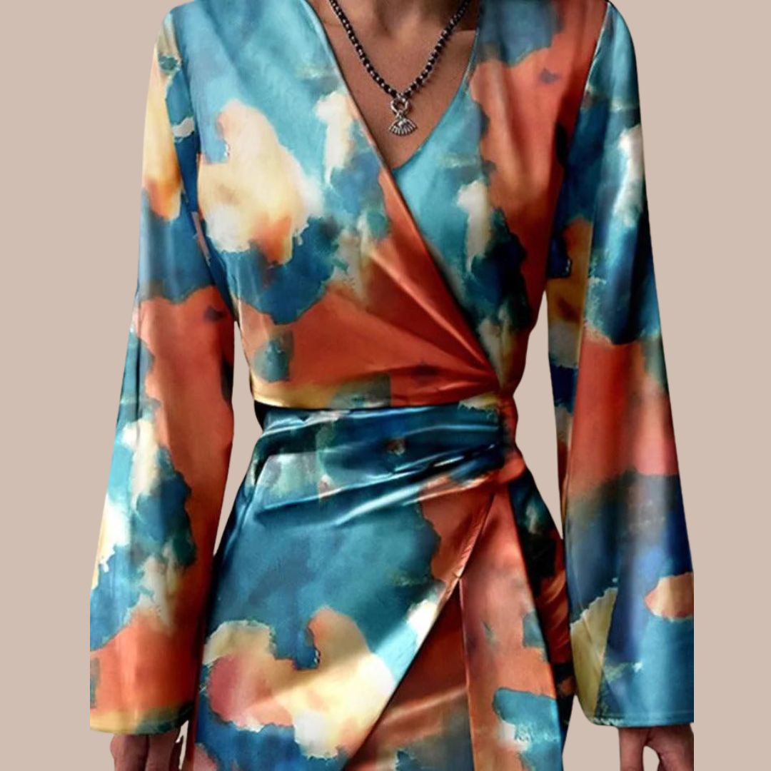 Cicely - Wickelkleid für Damen mit abstraktem Print