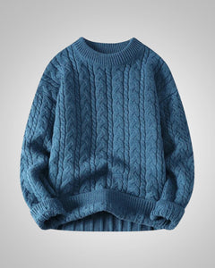 Julian | Herren Casual Winter Zopfstrickpullover in Blau