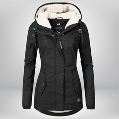 Winterjacke Damen mit Kapuze | Gefütterte Übergangsjacke in Schwarz