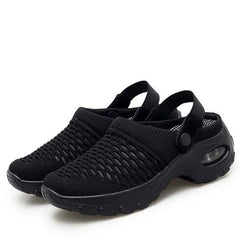 Henrike - Damen Slip-On Sneaker mit Mesh und Riemen in Schwarz