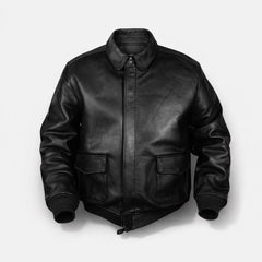 Elias | Herren Vintage Oversized Glänzender Lederjacke in Schwarz
