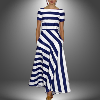 Carina© | Langes, handgefertigtes, gestreiftes Kleid