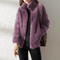 Damen Winterjacke mit Reißverschluss in Violett