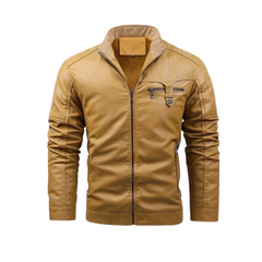 Werner® | Retro-Lederjacke mit Fleece-Futter in Khaki