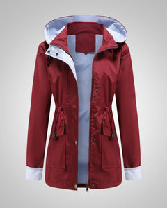 Anneliese | Damen Kapuze Kordelzug Regenjacke in Rot