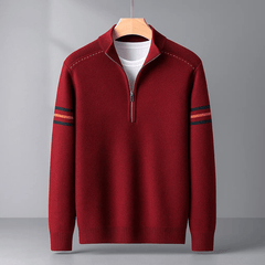 Lukas | Herren Pullover modern mit Halbreißverschluss in Kastanie
