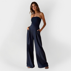 Zerya - Trägerloser Soft-Touch-Jumpsuit in Dunkelblau
