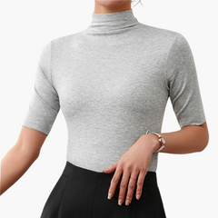 Edith | Damen Seamless Rollkragen-Top in Grau