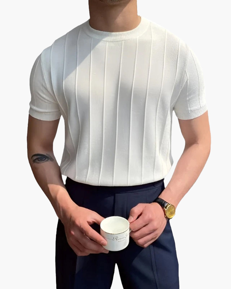 Herren Lässig Gerippt T-Shirt | Atmungsaktiv