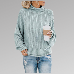 Gemütlicher Damen Strickpullover | Rollkragen in Hellblau