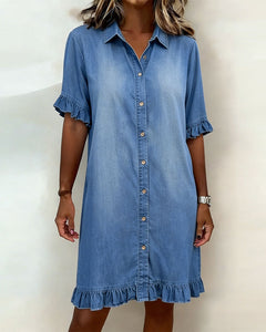 Kirella - Hemdblusenkleid mit Knopfleiste in Blau