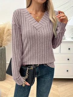 PIT STRIP V-NECK LANGARMPULLOVER | MODERNER STIL, KOMFORTABEL, VIELSEITIG in Pink