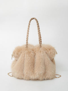 Elisa | Vielseitige Velours-Schultertasche in Khaki Grau