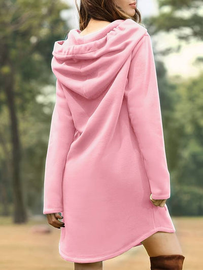 Damen-Lang Kapuzenpullover Kleider | Lässig