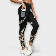 Trainingshose mit hoher Taille und Leopardenmuster in Khaki