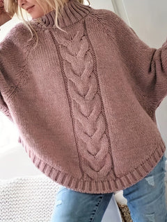 Zopfmuster-Pullover – Mühelose Wärme mit schicker Eleganz in Hellrosa
