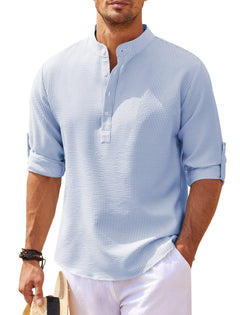 Vincent - Das Ultra Comfort Casual Langarmshirt in Blau