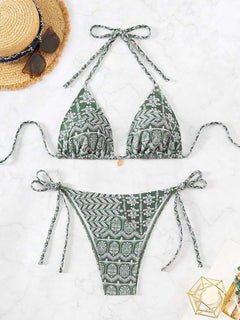 Boho-Print-Bikini-Zweiteiler für Damen in Grün