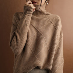 Rollkragen Pullover Damen Strick | Oversize & Weich in Braun