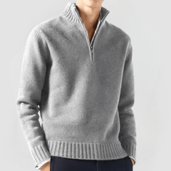 VENHUES - STRICKPULLOVER MIT REISSVERSCHLUSS in Hellgrau