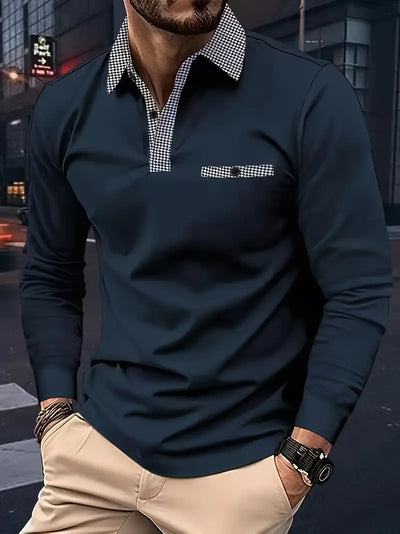 Nikolas - Langärmliges Polohemd mit Revers für Herren