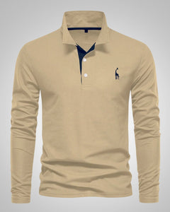 Paul | Herren Legeres Langen Ärmeln Poloshirt in Khaki