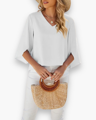 Damen Elegante V-Ausschnitt Bluse | Relaxed