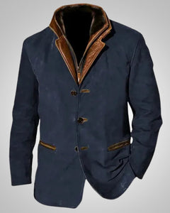 Frank | Herren Klassischer Reißverschluss Lederjacke in Blau